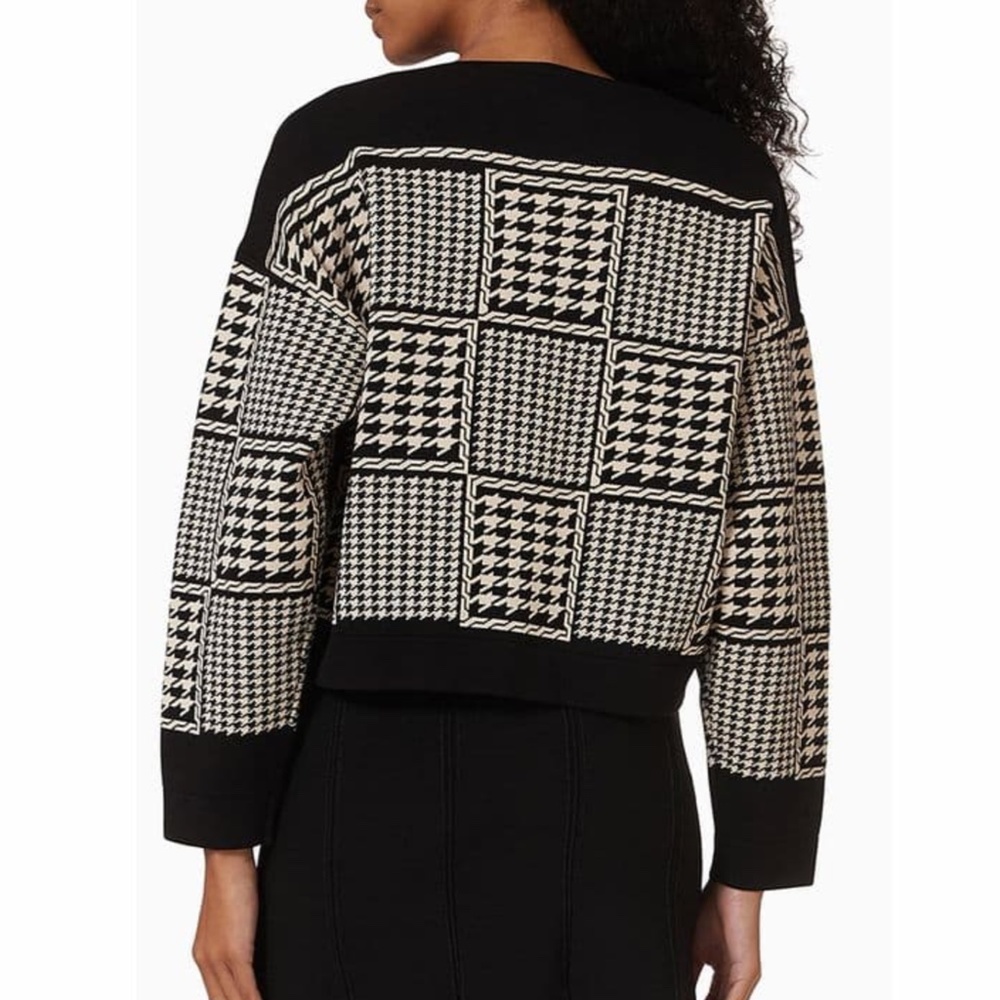 Sandro Jules Houndstooth Cropped Cardigan - Picture 2 of 5